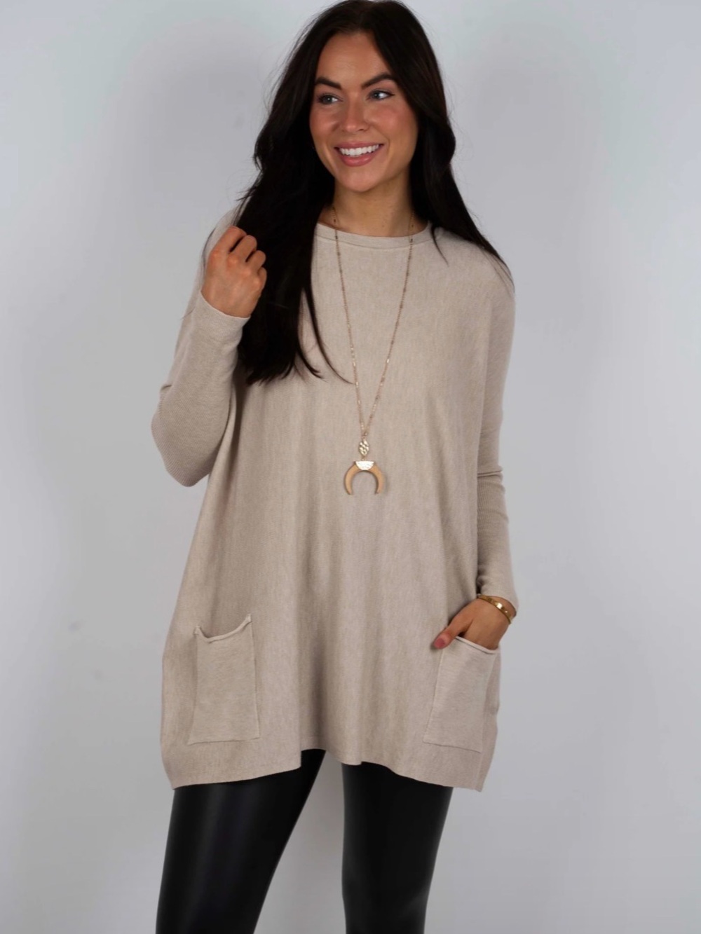 NWOT Tea N Rose Oversized Soft Pocket Super Soft Sweater Tunic Dusty Mauve M/L